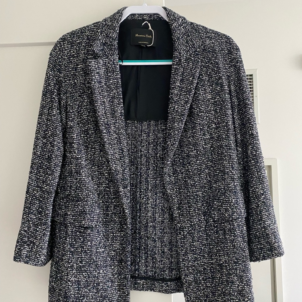 Massimo Dutti Black and White Tweed Jacket